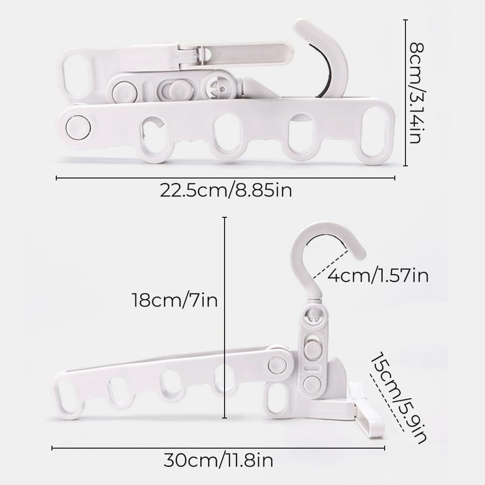 4 perchas plegables de viaje, colgador de ropa plegable portátil con 5 agujeros, colgador de ropa montado en la pared, estante de secado plegable