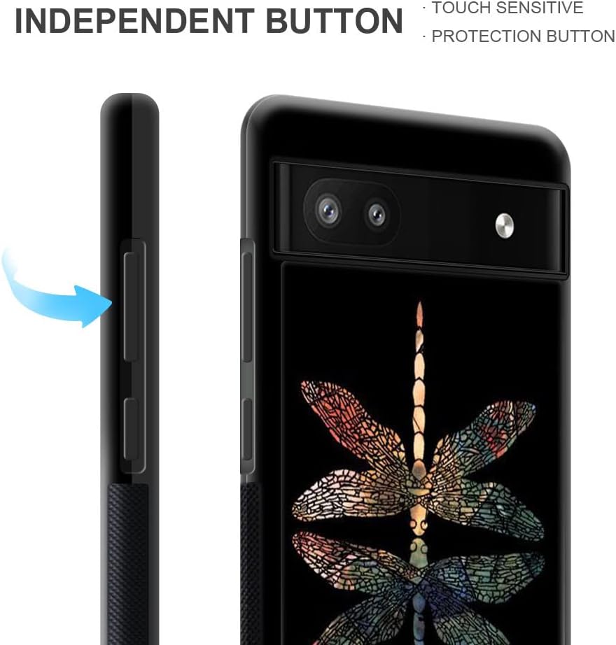 ZHEGAILIAN Funda compatible con Google Pixel 6A, diseño colorido de libélula en la parte posterior, silicona suave, TPU anticaída, antideslizante,