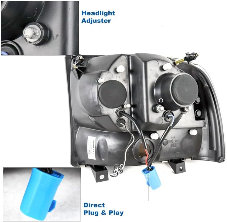 ZMAUTOPARTS Faros delanteros de proyector LED cromados con DRL blanco de 6.25 pulgadas, compatible con Ford F250 F350 F450 Super Duty 1999-2004