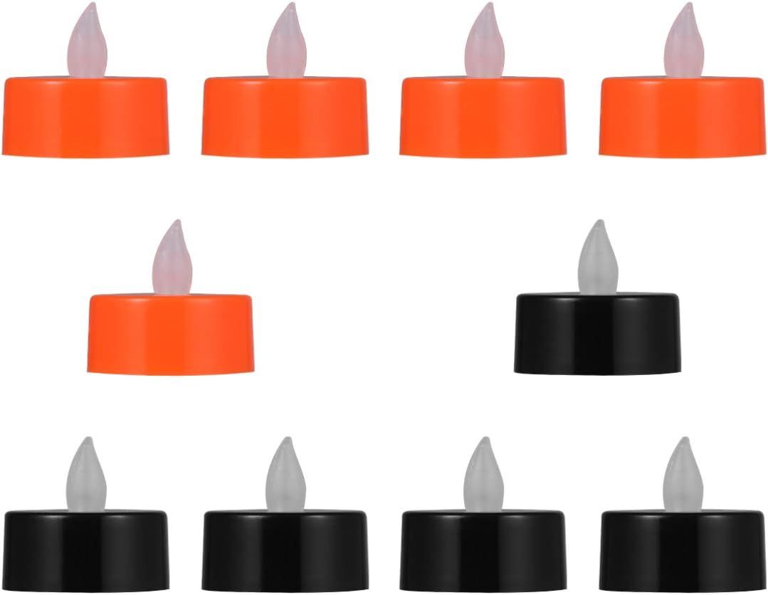 Uonlytech 10 velas electrónicas LED, luz parpadeante sin llama, luz de té alimentada, luz de vela de plástico para el hogar, para Halloween, fiesta,