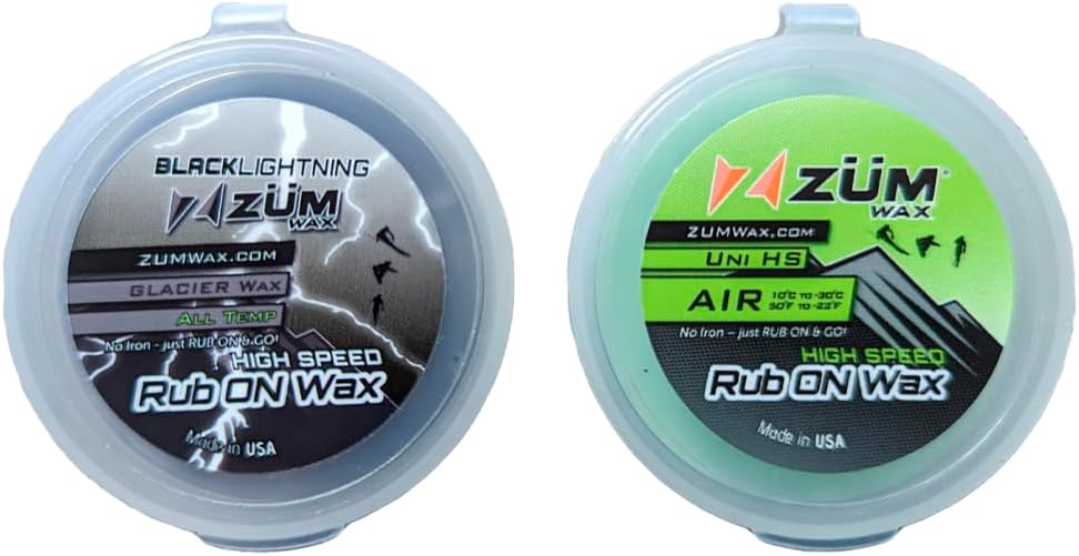 ZUMWax RUB ON Wax SkiSnowboardNordicCross-Country Sample Pack  Alta velocidad universal y glaciar frotar en un par de 0.71 onzas cada uno