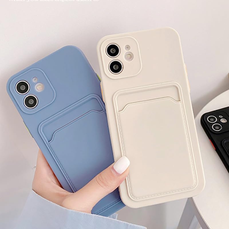 Compatible con Xiaomi Redmi Note 10s o Redmi Note 10 Silicona TPU Slim Card Wallet Holder Phone Back Case Cover (Azul Gris)
