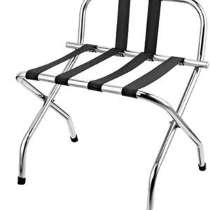 2 Pack- Folding Chrome Stainless Steel Luggage Rack with Back 2 Pack- Folding Chrome Stainless Steel Luggage Rack with Back
