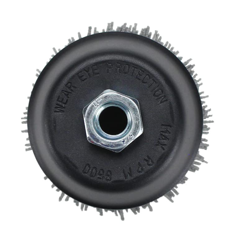 BHA Cepillo de cerdas de nailon con filamentos abrasivos de 4 pulgadas, eje de amenaza 58-11, gris (grano 80)