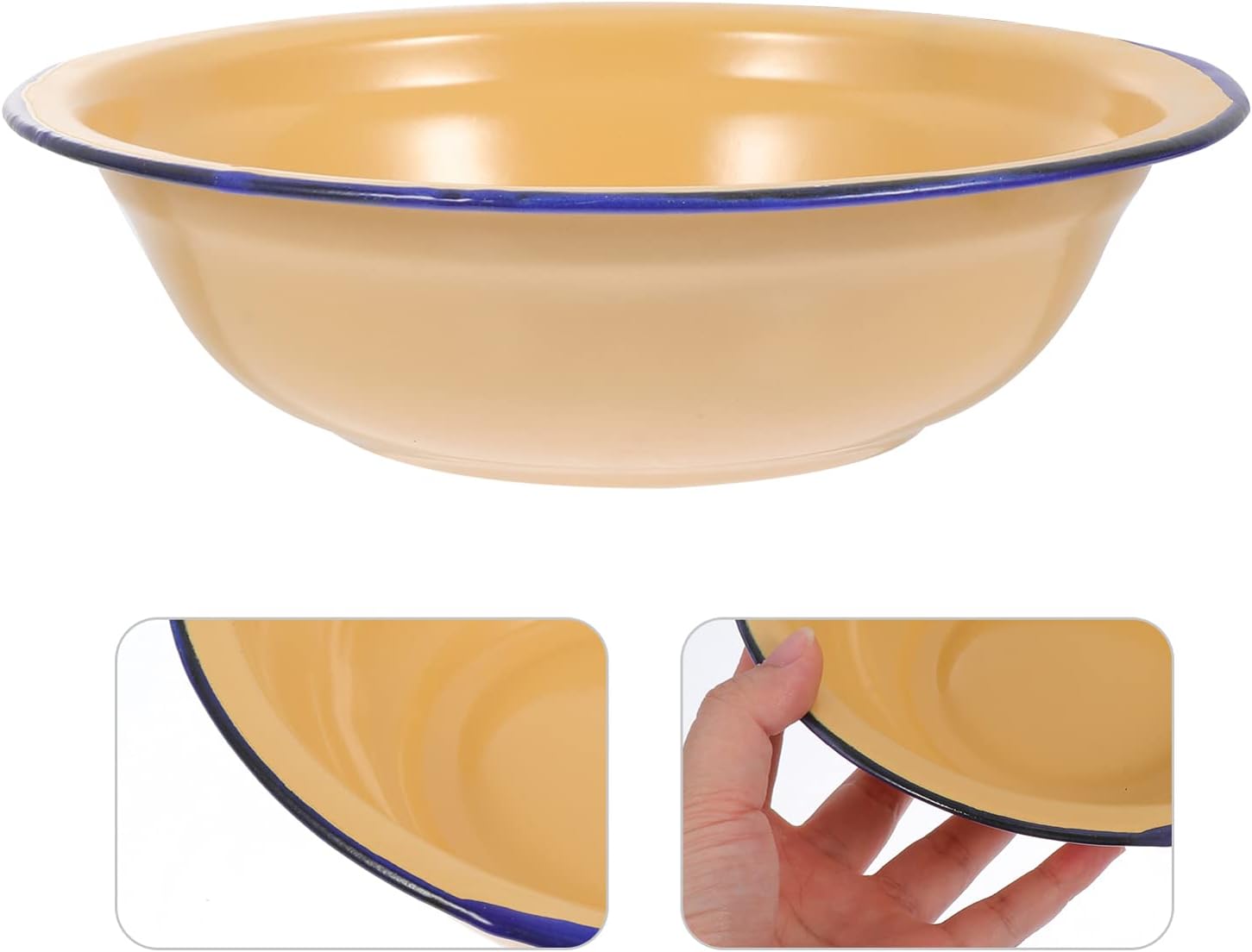 Hemoton Vintage Decor – 2 cuencos esmaltados vintage, cuencos de esmalte engrosados, platos de sopa redondos para ensalada, cuenco de sopa para