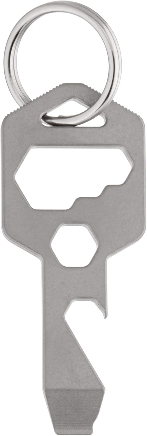 CLOSS – Llavero multiherramienta de titanio 8 en 1, abridor de botellas, destornillador y llave (plateado)