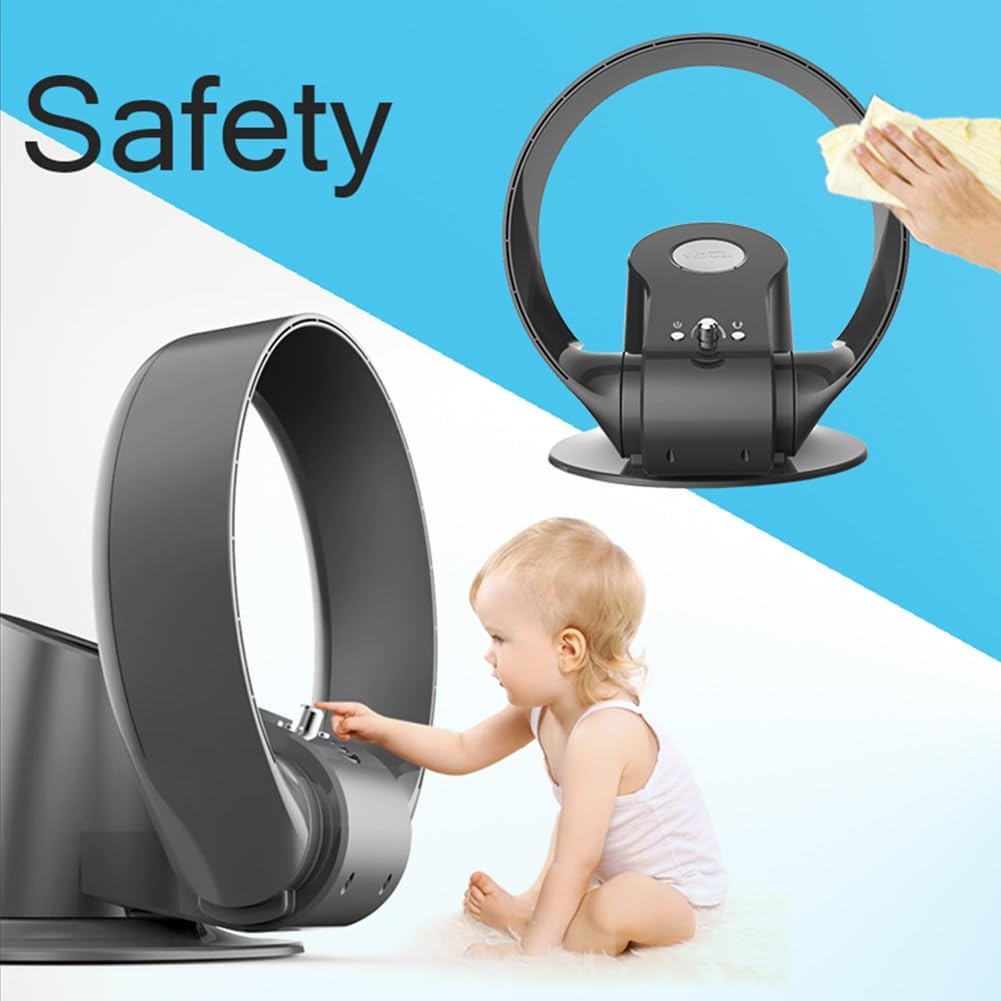 Ventiladores montados en la pared, ventilador de pared sin aspas de 12 pulgadas con control remoto, ventilador de escritorio sin aspas para el