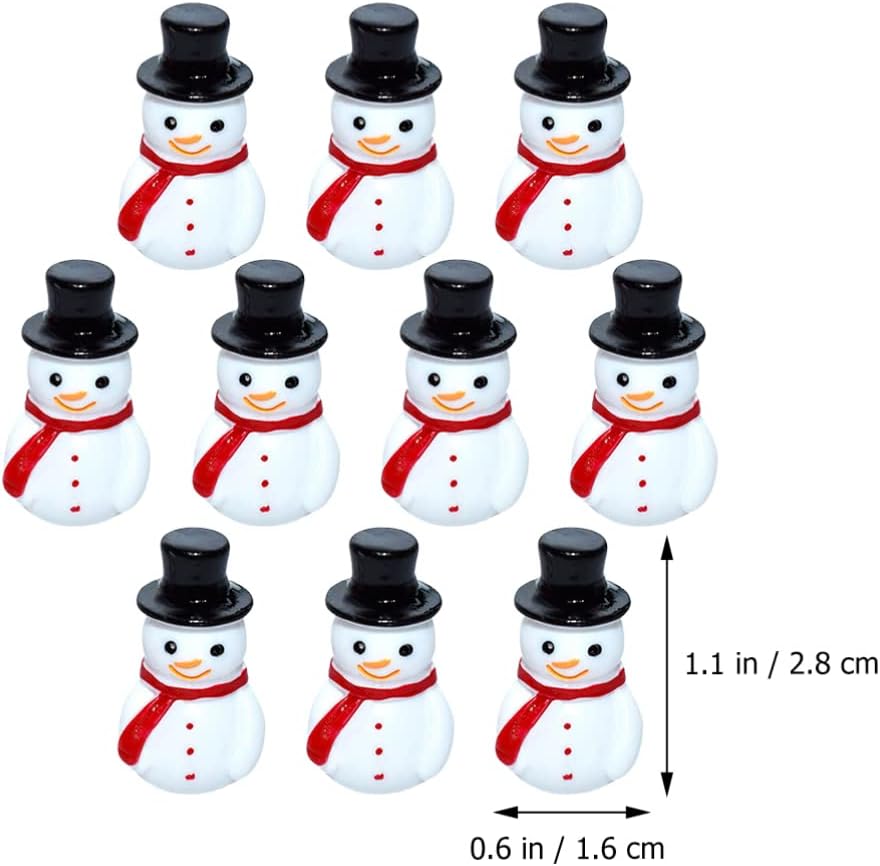 Gadpiparty 10 figuras de muñeco de nieve de Navidad en miniatura, figuras de Navidad, mini muñecos de nieve de resina, micro adornos de paisaje para