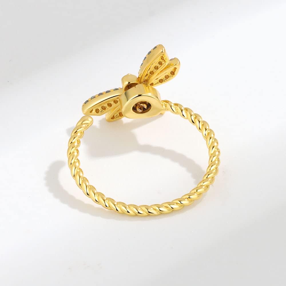 14K Gold Plated Anxiety Ring for Women-925 Sterling Silver Spinner Rings for Anxiety,Adjustable Open Ring Fidget Ring,Stacking Rings Gifts