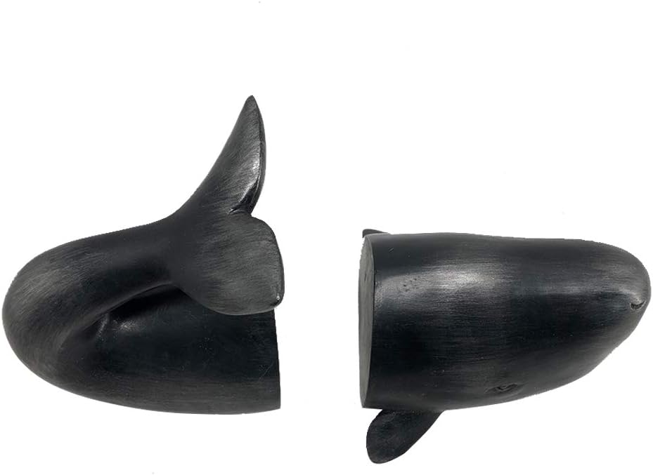 Comfy Hour Under The Sea Collection – Sujetalibros de arte de ballena negra, peso pesado sólido, decoración del océano, juego de 2 unidades, 1 par