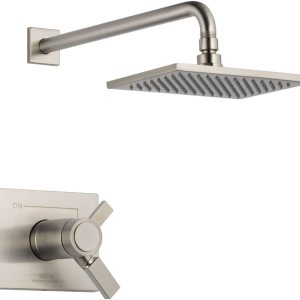 Delta Faucet Vero Serie 17T T17T253-SS – Kit de molduras de ducha de doble función con cabezal de ducha de lluvia de un solo rociador, acero Delta Faucet Vero Serie 17T T17T253-SS – Kit de molduras de ducha de doble función con cabezal de ducha de lluvia de un solo rociador, acero