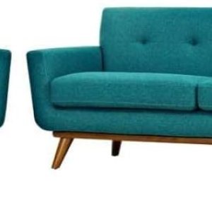 Modway Engage – Sillón de una pieza tapizado con tela y sofá de dos piezas de estilo de mediados de siglo, Tela, Verde azulado Modway Engage – Sillón de una pieza tapizado con tela y sofá de dos piezas de estilo de mediados de siglo, Tela, Verde azulado