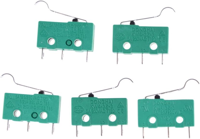 3 Pins Micro Touch Switches NO+NC 5A 125VAC 250VAC Mini Limit Switch Micro Switch Microswitches With Hinge Lever 5pcs