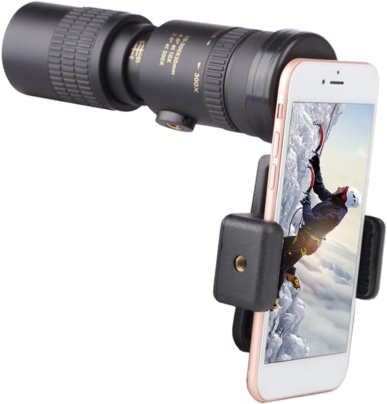 10-300X40mm BAK4 Prism Telescope Monocular Location Scope with Smart Phone Holder and Tripod for Adults Bird Watching Camping Hiking