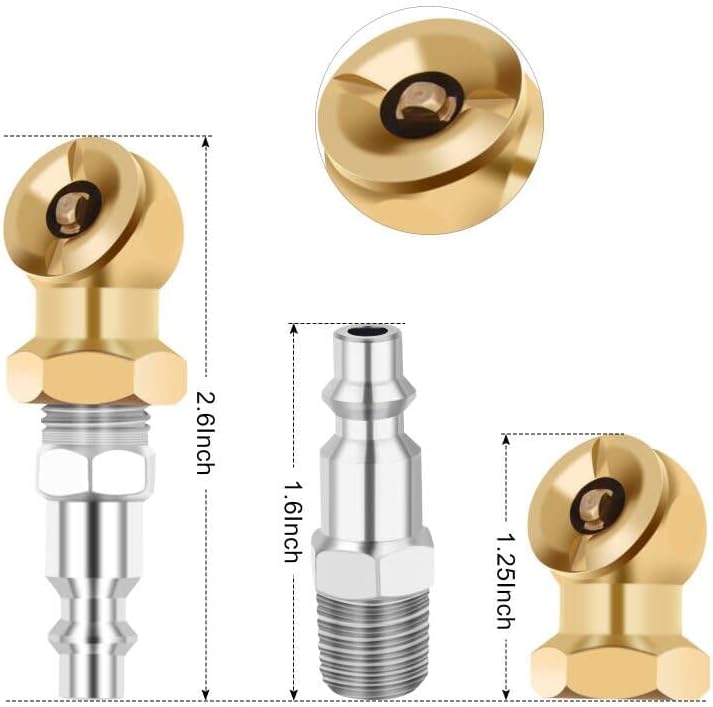 Inflador de bola de latón cerrado portátil de 14 pulgadas para accesorios de compresor de medidor de inflador, paquete de 3