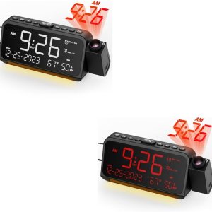 Reloj despertador de proyección con luz nocturna, fecha, temperatura, pantalla de humedad, proyector de reloj digital en la pared del techo con Reloj despertador de proyección con luz nocturna, fecha, temperatura, pantalla de humedad, proyector de reloj digital en la pared del techo con