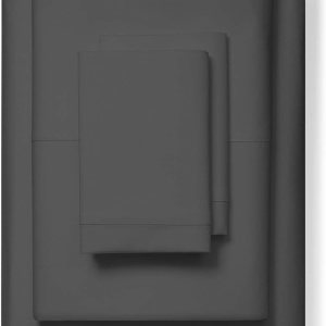 Juego de sábanas de 800 hilos de algodón 100% puro, 4 piezas, tamaño matrimonial, color gris oscuro, hilos de algodón peinado de fibra larga de una Juego de sábanas de 800 hilos de algodón 100% puro, 4 piezas, tamaño matrimonial, color gris oscuro, hilos de algodón peinado de fibra larga de una