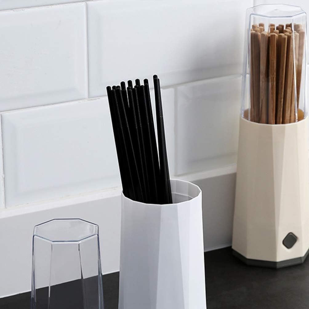 Hemoton Soporte para palillos, cubiertos de plástico con tapa, cubiertos de cocina, organizador de almacenamiento de utensilios de plástico para