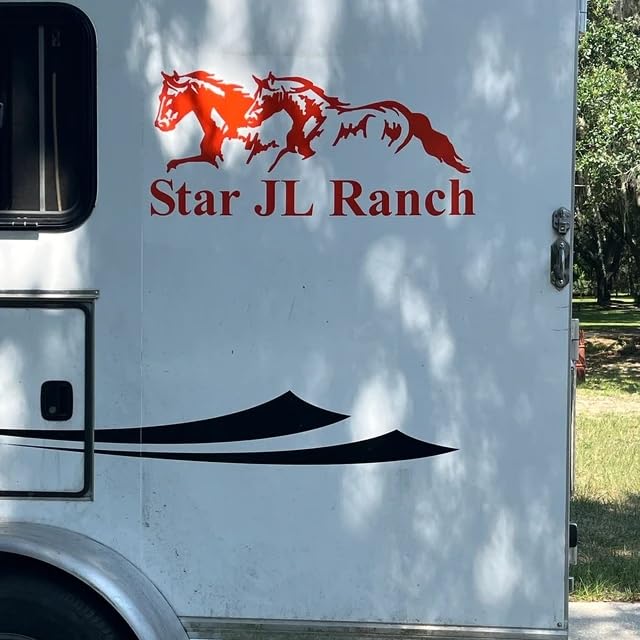 Horse Trailer Decal Sticker Custom Name and Running Horses Vinyl Decal Graphic 16×36