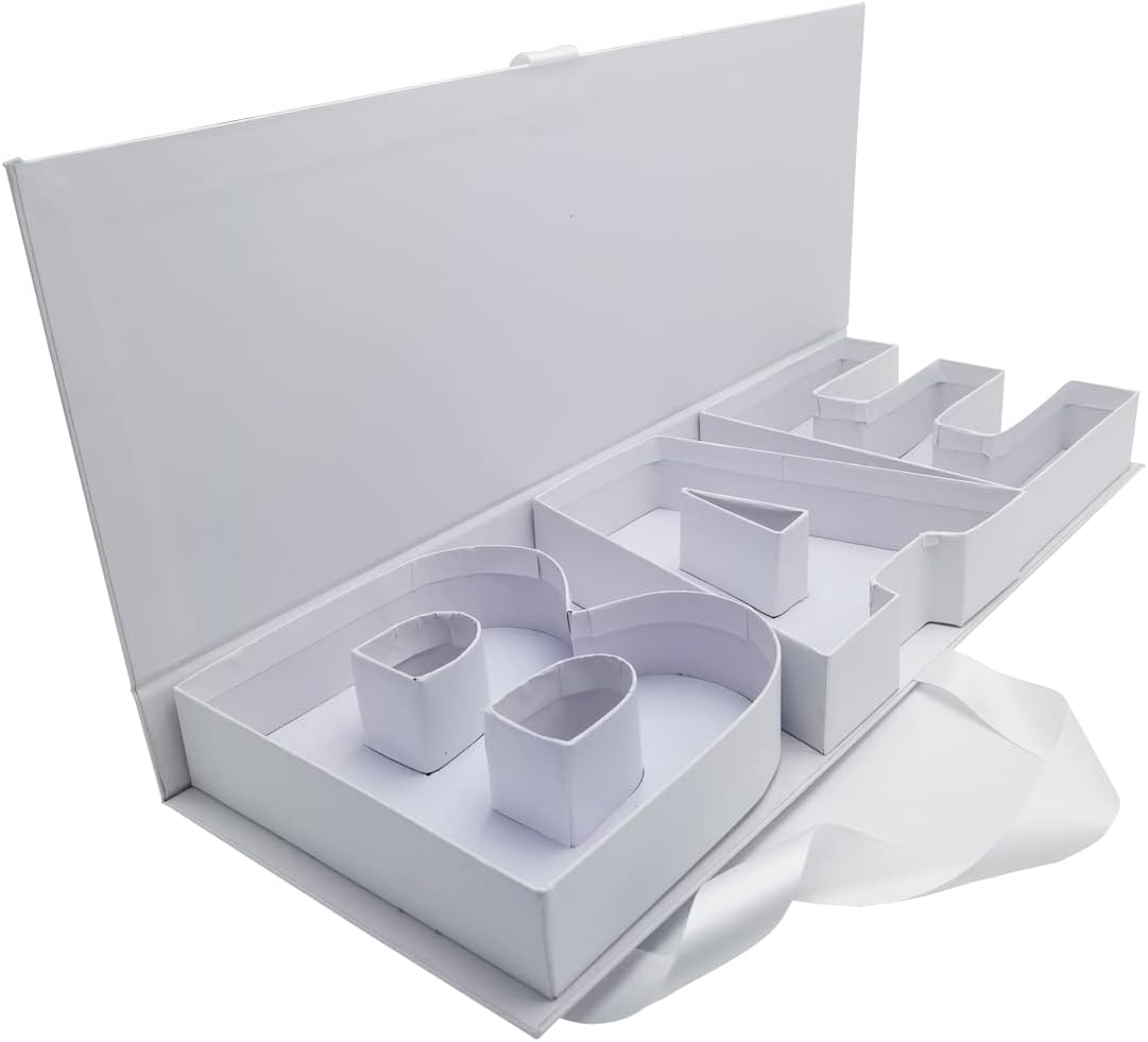 WENPACK BAE bebé vacío cartón en forma de letra de papel rellenable maché chocolate fresa flor embalaje (BAEWHITE)