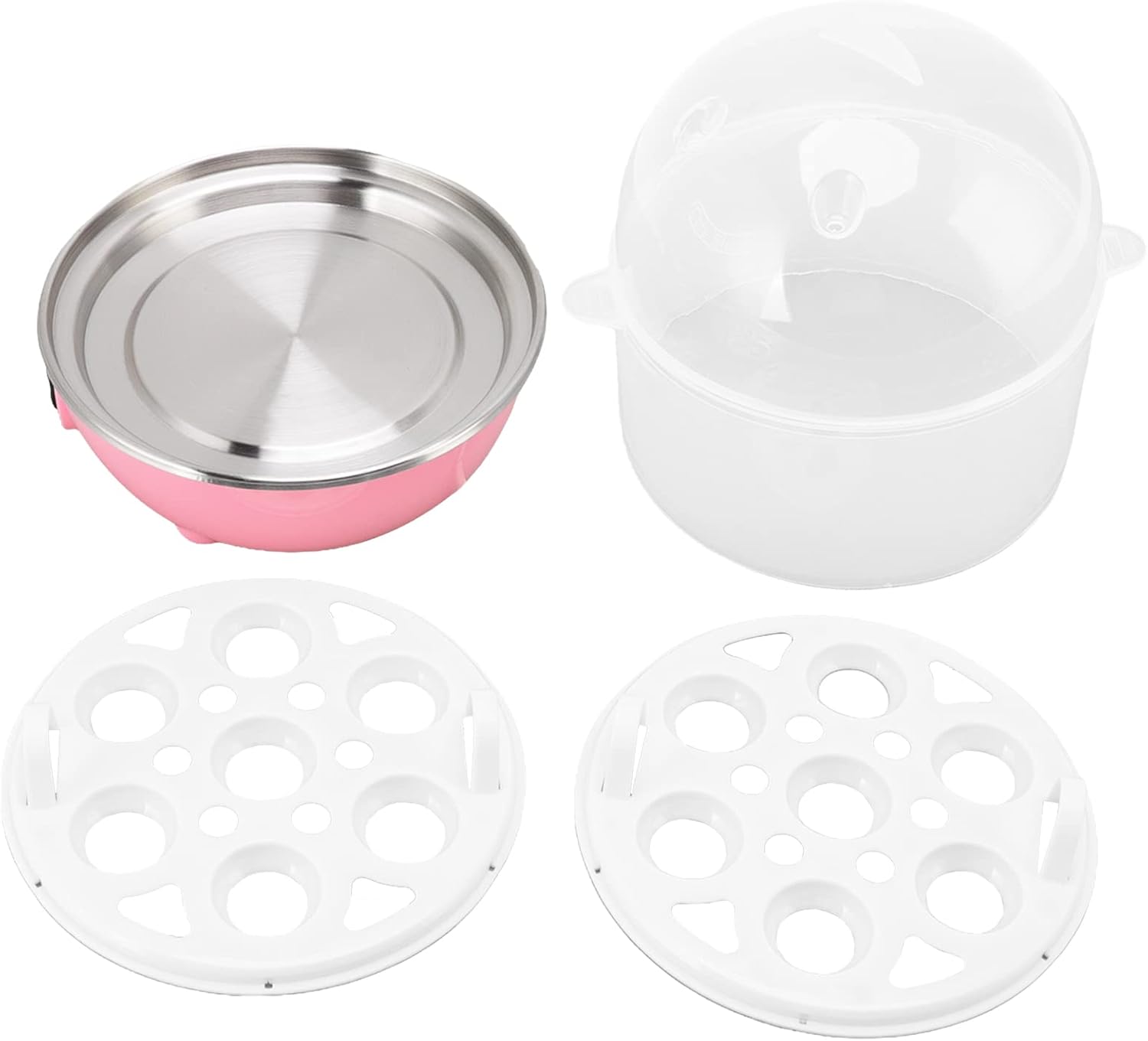 Olla rápida para huevos, olla eléctrica para huevos con capacidad para 14 huevos con taza medidora, caldera de huevos de polipropileno duradera con