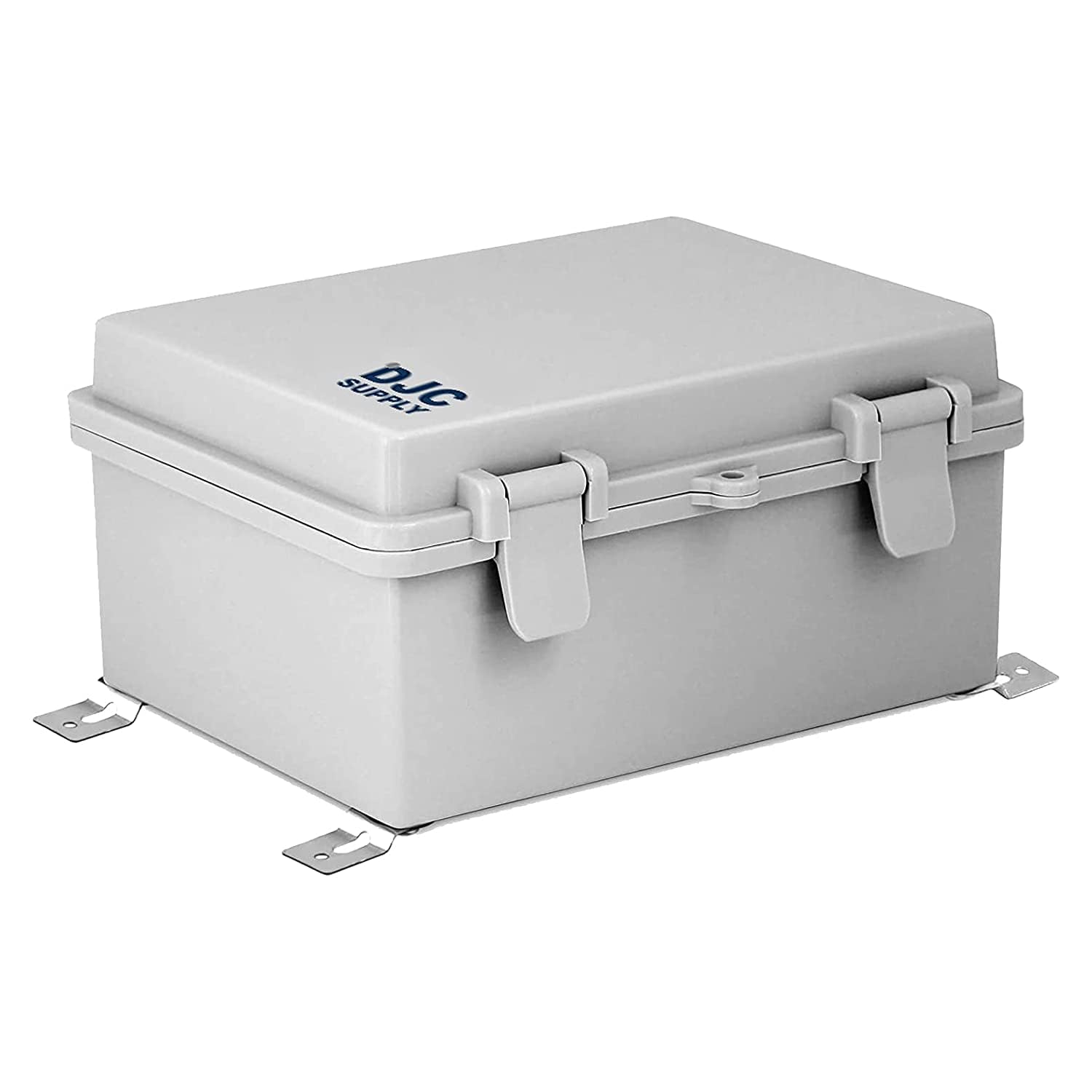 DJC Supply Co. ABS 6.6″ x 8.7″ x 4.3″ impermeable IP67 caja electrónica con bisagras con placa de montaje, soporte, cubierta de plástico y clips