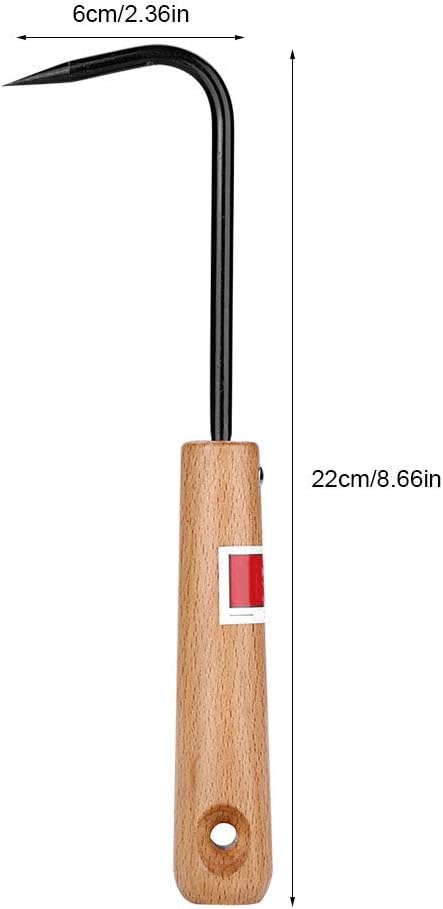 AYNEFY Gancho de raíz de bonsái, rastrillo de jardinería con mango de madera, herramienta de recogida de raíces de bonsái, herramienta de trasplante