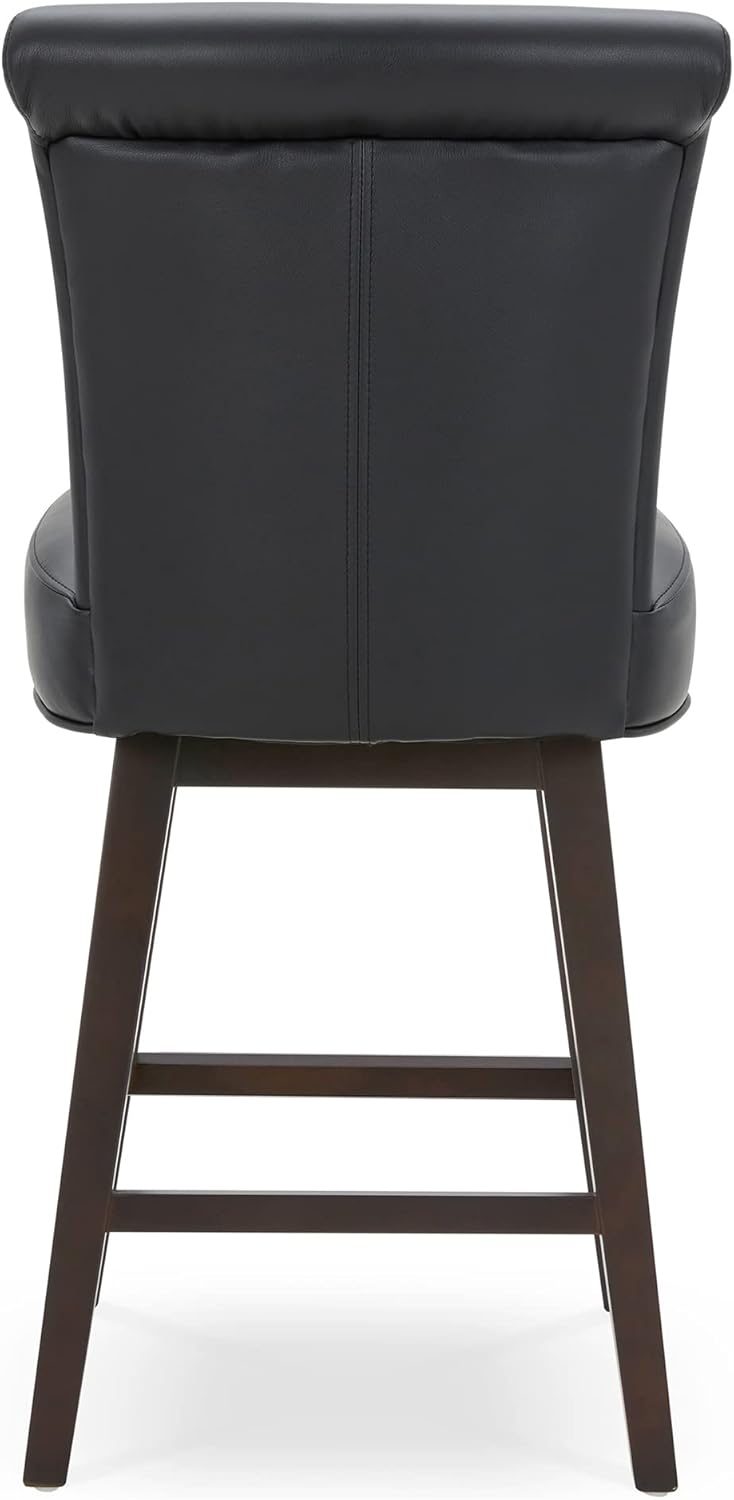 CHITA Moderno taburete giratorio de 26 pulgadas de altura de mostrador, taburete giratorio tapizado de piel sintética, color negro