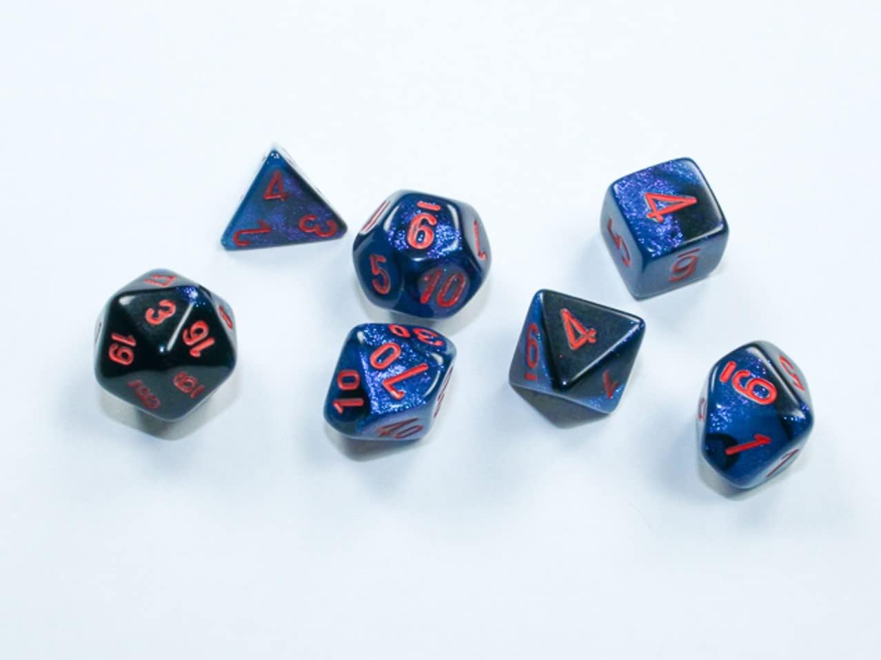 DND – Juego de dados de Chessex D&D Géminis Mini juego de dados poliédricos de 7 piezas de dados poliédricos negro-estrellarojo, dados de mazmorras