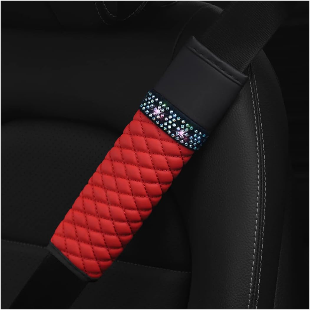 2 fundas para cinturón de seguridad para automóvil, correa de hombro con diamantes de imitación brillantes para una conducción más cómoda,