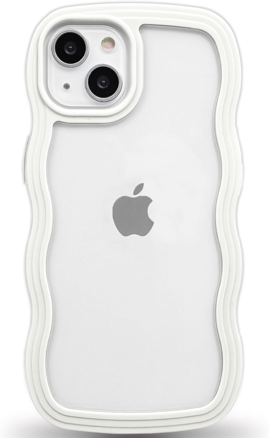 Anuck Funda para iPhone 13 con borde ondulado, diseño trasero transparente, agarre antideslizante, lindo marco ondulado y rizado, a prueba de