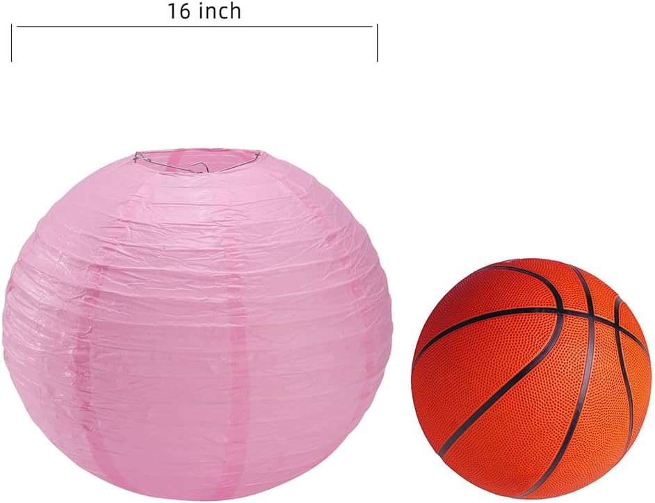 Linternas de papel redondas de papel rosadas, faroles decorativos para bodas, cumpleaños, fiestas y eventos, 16 pulgadas, 5 paquetes (rosa claro)