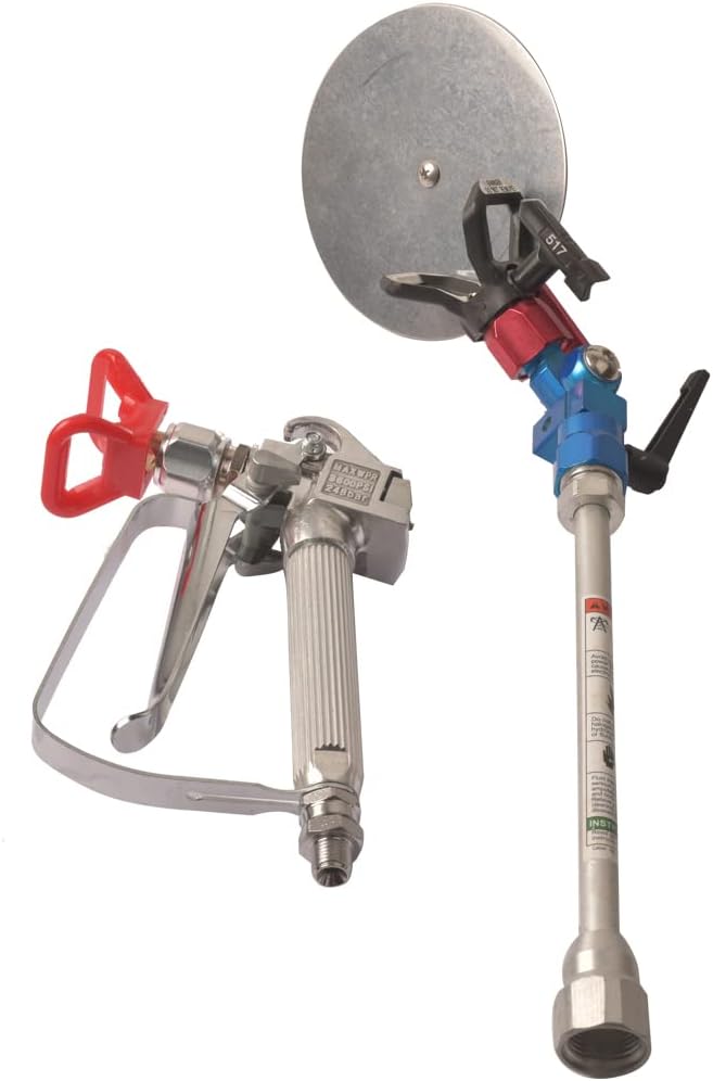 Pistola de pintura sin aire de 3600 PSI 517 punta con herramienta de accesorio de guía de pulverización y poste de extensión de 10 pulgadas, para