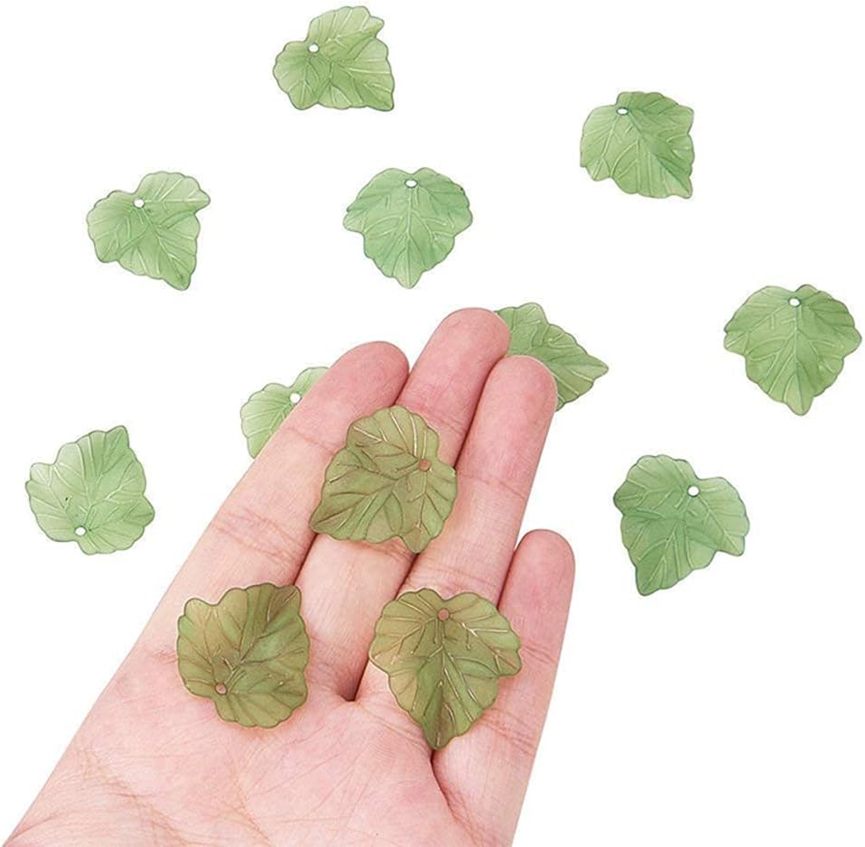AKOAK 100 piezas transparentes de hojas esmeriladas colgantes de amuleto acrílico, anillo adecuado para hacer joyas, manualidades, joyería,