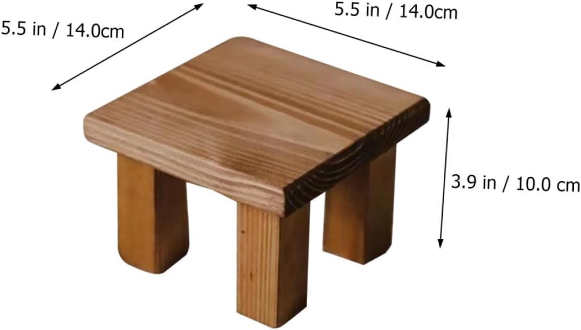 Veemoon 1 mini banco para niños, taburete de entrenamiento para baño, taburete de madera para tocador, taburete redondo para suculentas, bonsái,