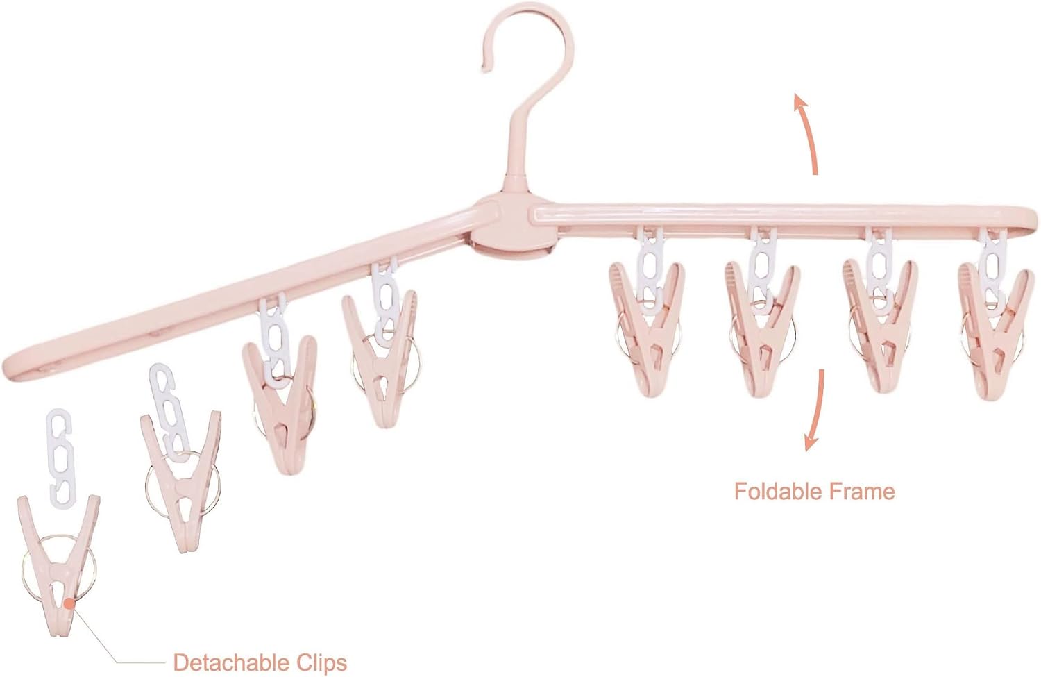 Perchas plegables de viaje para ropa con clips, estantes de secado de ropa, calcetines de lencería de plástico antideslizante para faldas, perchas