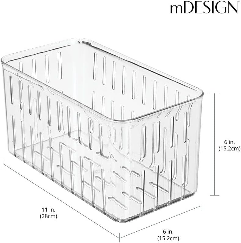 mDesign Contenedor organizador de plástico para almacenamiento de alimentos, contenedor con rejillas de ventilación abiertas para cocina, despensa,