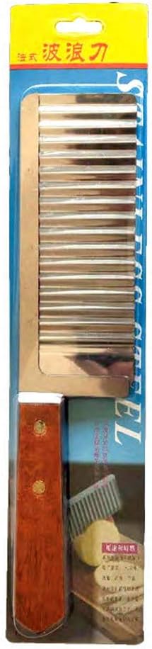 ZOSTLAND Cortador ancho de acero inoxidable, cuchillo para picar ensalada de verduras, herramienta de corte para cortar papas fritas, cuchillo