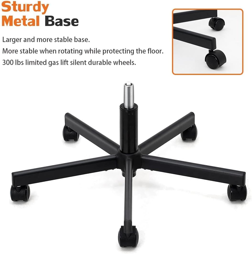 HomVent Silla moderna de escritorio de oficina ancha sin brazos, silla cruzada de maquillaje de tocador con ruedas, silla giratoria ergonómica