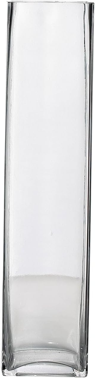 Efavormart – Paquete de 12 jarrones cilíndricos de vidrio cuadrados resistentes de 14 pulgadas, jarrón de cristal transparente