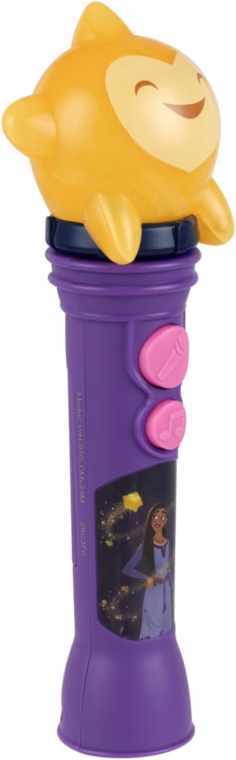 eKids Disney Wish – Micrófono de juguete para niños, juguete musical con música integrada, micrófono para niños diseñado para edades de 3 años en