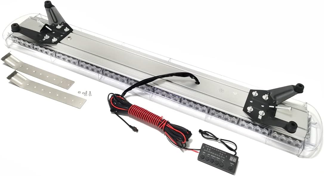 Kit de luces estroboscópicas universales de 12 V-24 V, 44 pulgadas, 88 luces LED ámbar y blancas, barra de luz de emergencia, barra de luz de