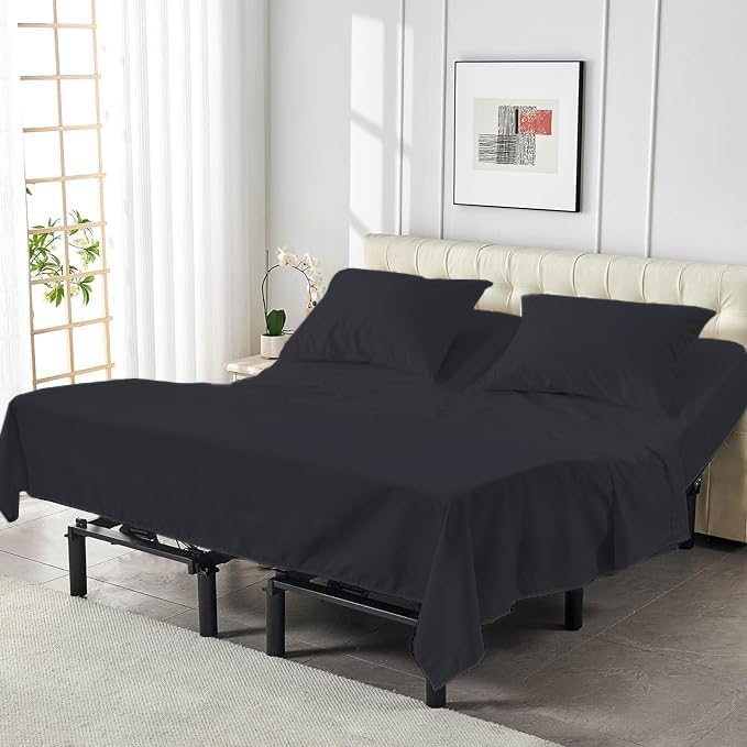 Silentnight 4 Piece 800 Thread Count 100% Egyptian Cotton Top Split King Sheets for Adjustable Bed for Sleep Number Bed 34″ Flex Top Sheet 15″ Deep