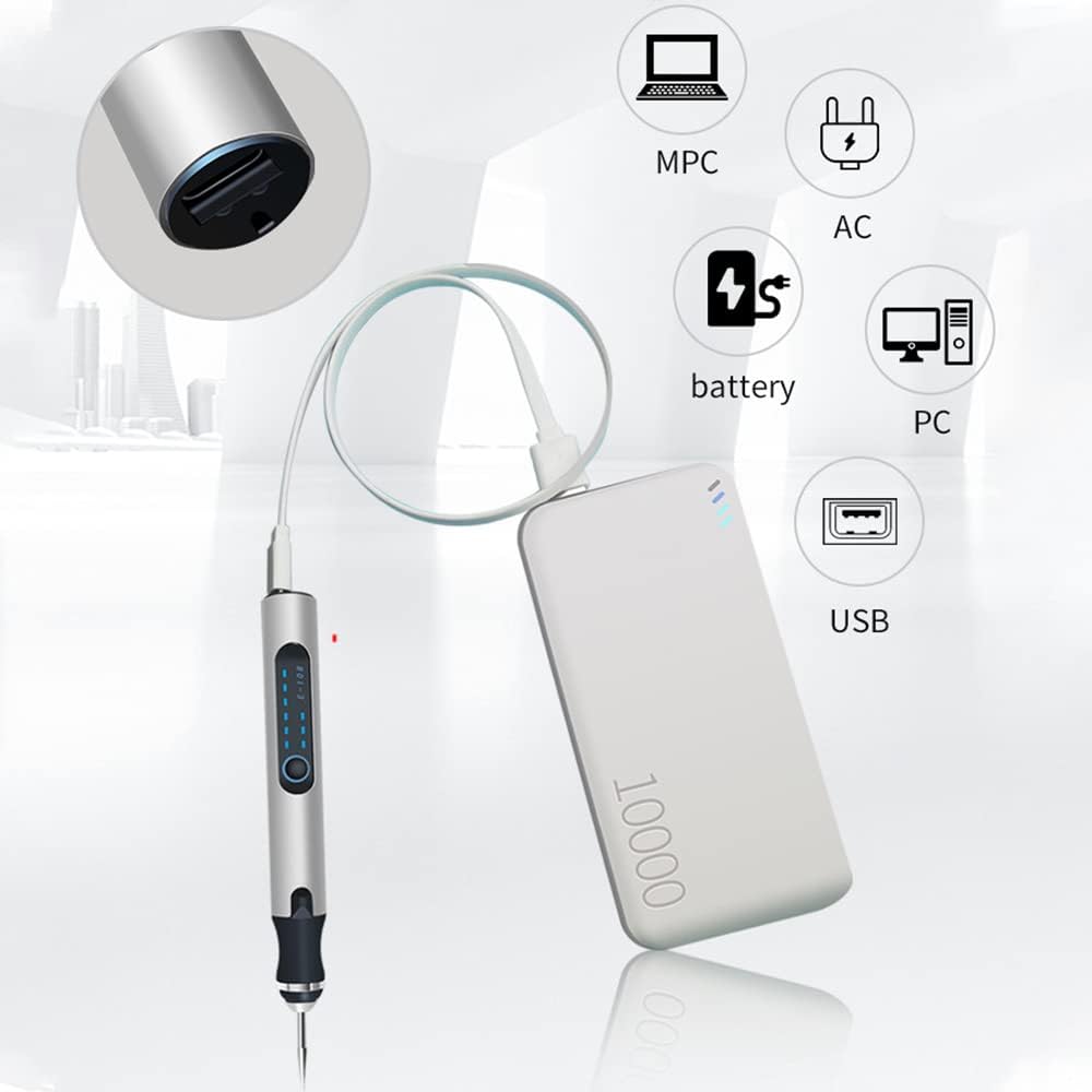 Máquina de grabado inalámbrica con 35 bits, grabador recargable por USB, bolígrafo de grabado giratorio portátil para tallar joyas, vidrio, piedra,