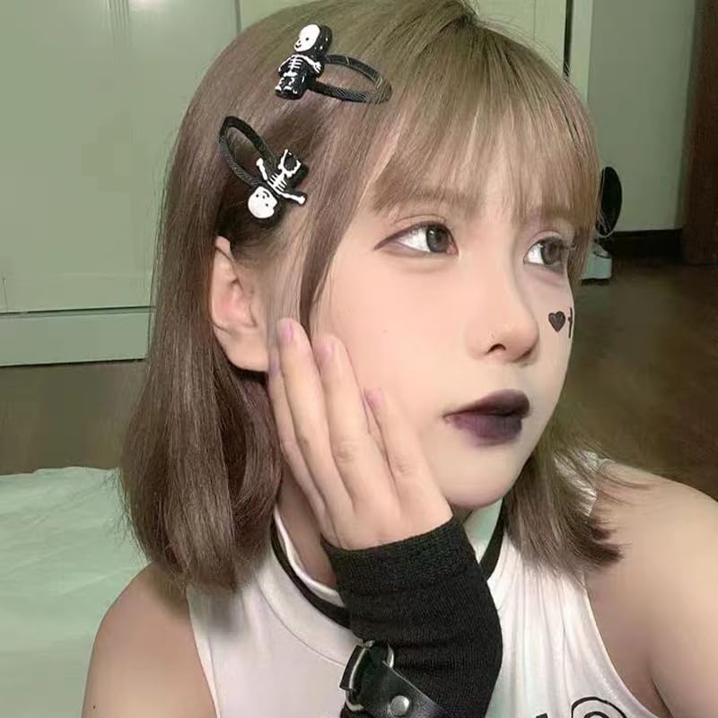 Pinzas para el cabello de Halloween para mujeres y niñas, pinzas para el cabello con diseño de calavera y esqueleto, paquete de 3 unidades,