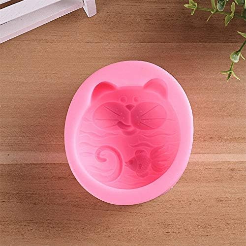 YAFOWP Molde de silicona para gatos y peces, molde de jabón de silicona con forma de gato de cara grande, molde de jabón de animales, el mejor