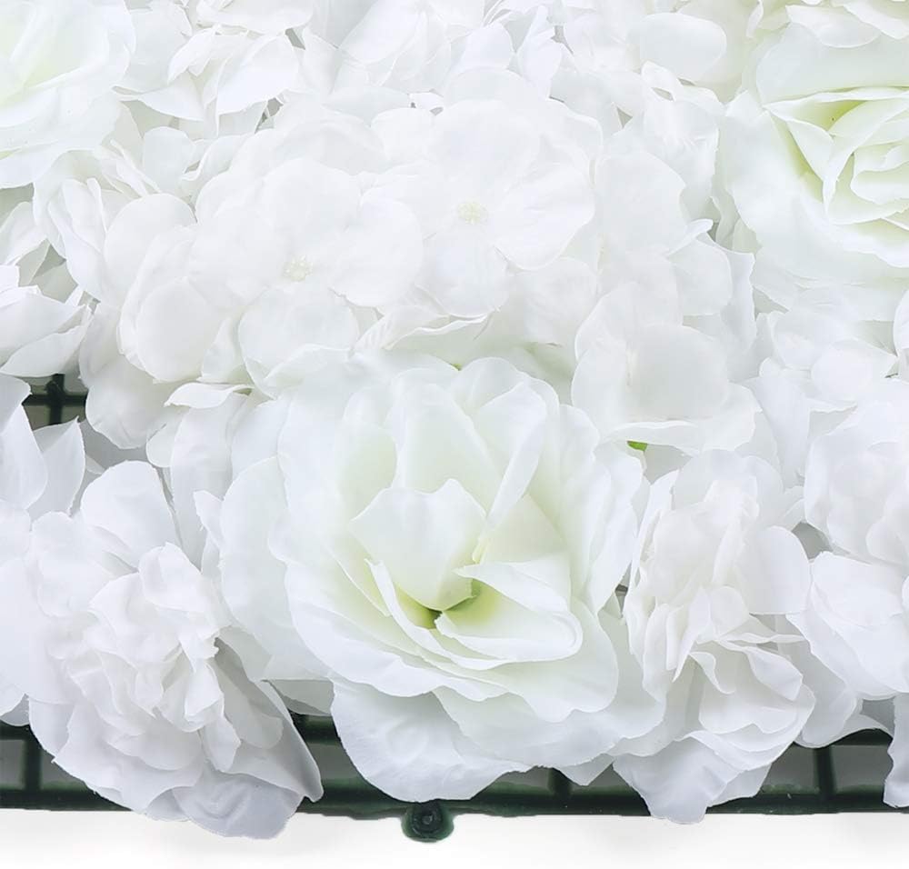 BINELUCOLU Paneles de pared de flores blancas, 9 piezas de rosas artificiales, paneles de flores para telón de fondo, decoración de bodas, fiestas,
