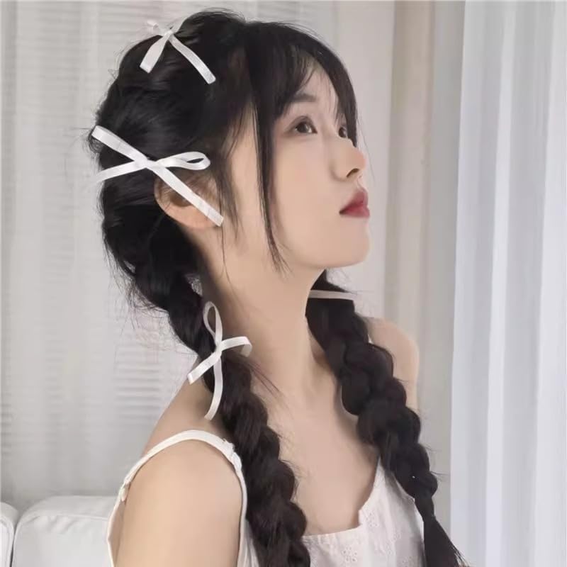 mdgfge 10 lazos de satén para el cabello, pinzas para el cabello Kawaii Sweet Hair Bow Claw Clips pequeño lindo lazo color sólido cinta de pelo