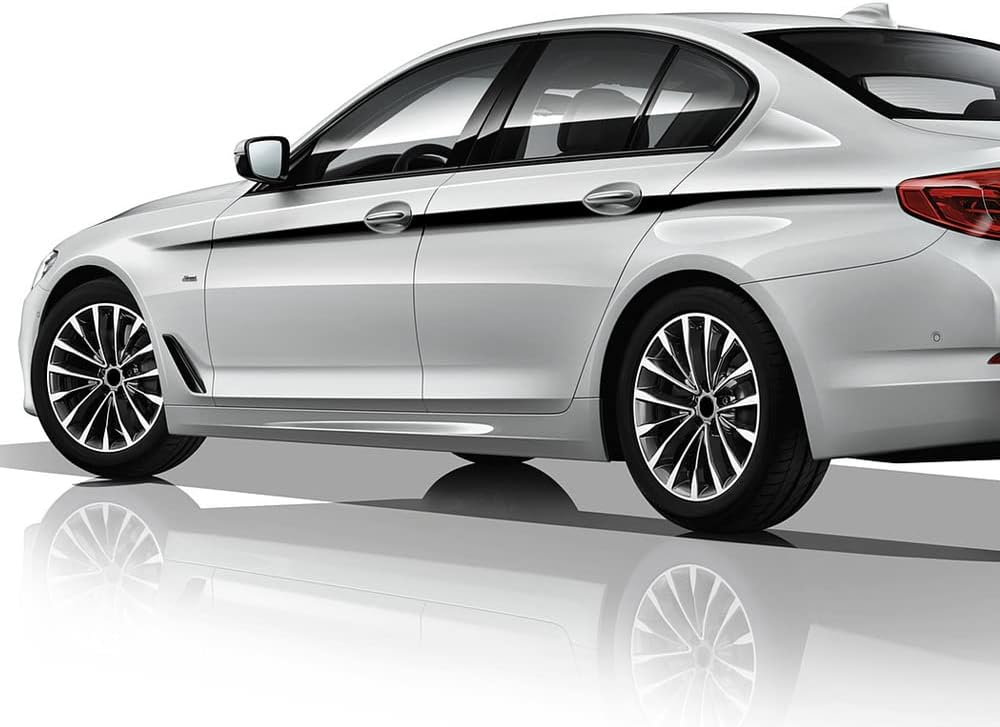 Calcomanía de líneas de cintura para falda lateral de puerta de coche, compatible con BMW Serie 5 G30 G31, color negro brillante