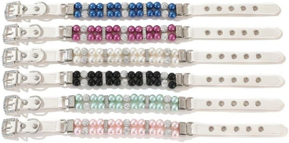 Collar para gato, 1 collar para mascotas, collar de perlas artificiales con diamantes de imitación para gato, gargantilla ajustable para mascotas,